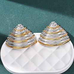 Золотой & Цвет Нержавеющей Стали Двухцветная форма ракушки 304 серьги-гвоздики из нержавеющей стали, без свинца, без кадмии и без никеля, золотые и нержавеющая сталь цвет, 25x30 мм