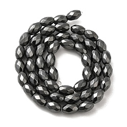 Magnetic Hematite Strong Magnetic Synthetic Hematite Beads Strands, Faceted Oval, 7~8x5~5.5mm, Hole: 1.4mm, about 50pcs/strand, 15.35''(39cm)