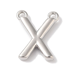 Letter X Стойки обшивки латунные подвески, долговечный, без свинца и без кадмия, письмо амулеты, платина, Письмо X, 11x9x2 мм, отверстие : 1 мм