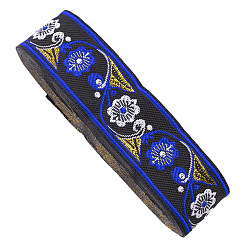 Blau Polyesterband mit Stickerei und Blumen im Ethno-Stil, Wohnung, Kleidungszubehör, Blau, 1-1/4 Zoll (33 mm), ca. 7.66 Yards (7 m)/Stk