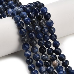 Содалитовое Природный содалит бисер нитей, граненые, круглые, 8 мм, отверстие : 1 мм, около 47~48 шт / нитка, 15.16'' (38.5 см)