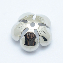 Платина Шапочки и конусы для бусин, латунные, долговечный, цветок, 5-лепесток, платина, 13x5.5 мм, отверстие : 1 мм