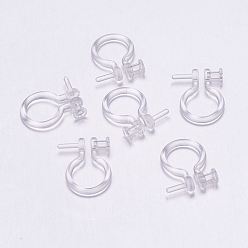 Clear Plastic Clip-on Earring Findings, Clear, 11x8x2.5mm, Hole: 0.9mm