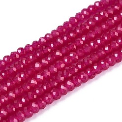 Red Corundum Нити бусин из красного корунда, выращенного в лаборатории, граненые, рондель, 2~2.5x1.5 мм, отверстие : 0.5 мм, около 239~241 шт / нитка, 15.35 дюйм (39 см)