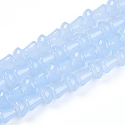 Светло-Голубой Выпечки нарисованных стеклянных бусин прядей, гриб, Небесно-голубой, 11.5~12x7.5~8 мм, отверстие : 0.8 мм, около 65~67 шт / нитка, 30.31~31.10 дюйм (77~79 см)