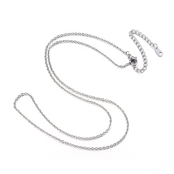 Stainless Steel Color 304 Stainless Steel Necklaces, Cable Chain Necklaces, Stainless Steel Color, 16.14 inch(41cm)