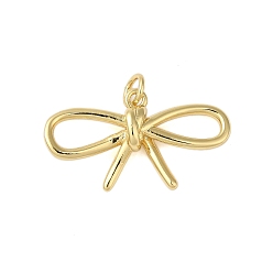 Настоящее золото 18K Стойки обшивки латунные подвески, без кадмия и без свинца, долговечный, бантом, реальный 18 k позолоченный, 14.5x25.5x5.5 мм, отверстие : 5 мм