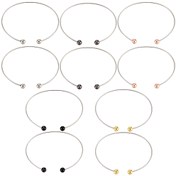 Couleur Mélangete 10 pièces 5 couleurs fabrication de bracelets à torsion en acier inoxydable, couleur mixte, diamètre intérieur: 1-3/4~2-1/2 pouce (4.5~6.45 cm), 2 pcs / couleur
