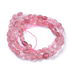 Клубничный Кварц Природного кварца клубники нитей бисера, упавший камень, самородки, 4~9x4~8 мм, отверстие : 1 мм, около 58~60 шт / нитка, 15.7 дюйм ~ 16.1 дюйм (40~41 см)