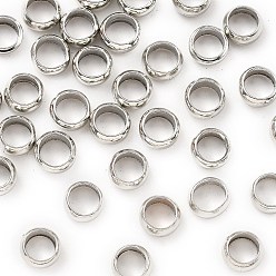 Платина Зажимные бусины из латуни, платина, 4.5x2 мм, отверстие : 3 мм