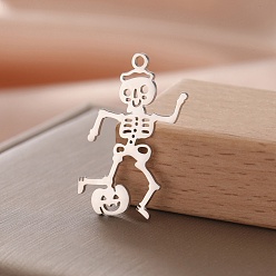 Нержавеющая Сталь Цвет Шкентели нержавеющей стали, скелет, цвет нержавеющей стали, 28x13 мм