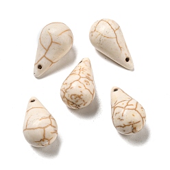 Howlite Synthetic Howlite Pendants, Teardrop Charms, 18~18.5x10mm, Hole: 1mm