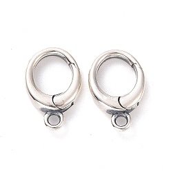 Античное Серебро 925 пружинные застежки из стерлингового серебра, овальные, античное серебро, 12x8x2.5 мм, отверстие : 1.4 мм, внутренний диаметр: 6x5 мм
