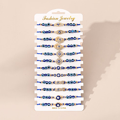 Evil Eye Наборы браслетов из сплава смолы, плетеные браслеты из бисера для женщин, со стеклом, злые глаза, внутренний диаметр: 3-1/8 дюйм (8 см)