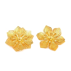 Golden Brass Filigree Cabochons, Flower, Golden, 28x26x3.5mm