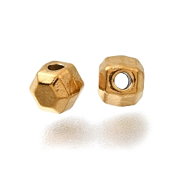 Настоящее золото 18K 304 из нержавеющей стали разделительные бусины, граненые, многоугольник, ионное покрытие (ip), реальный 18 k позолоченный, 4x5x4 мм, отверстие : 1.5 мм