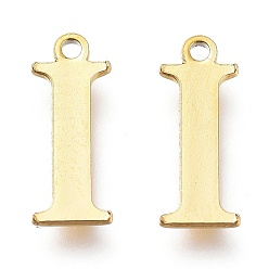 Letter I Вакуумное покрытие pvd 304 подвески из нержавеющей стали, лазерная резка, алфавит, золотые, letter.i, 12.5x5x0.8 мм, отверстие : 1 мм