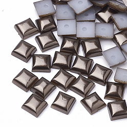 Coconut Brown ABS Plastic Imitation Pearl Cabochons, Square, Coconut Brown, 6x6x3.5mm, about 5000pcs/bag
