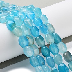 Темно-Голубой Природный агат бисер нитей, окрашенная и подогревом, твист, глубокое синее небо, 12x8x8 мм, отверстие : 1.2 мм, около 33 шт / нитка, 16.34'' (41.5 см)