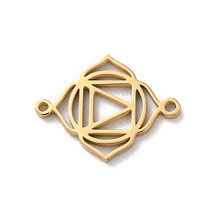 Муладхара чакра 304 полые звенья чакры из нержавеющей стали, настоящее 18k позолота и тонкая полировка, муладхара, 11.5x15x1 мм, отверстие : 1 мм