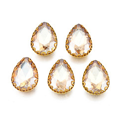 Белый Навахо Шить на горный хрусталь, прозрачные стеклянные стразы, с настройками железного зубца, граненые, слеза, навахо белый, 14.5x10.5x5.5 мм, отверстие : 1 мм