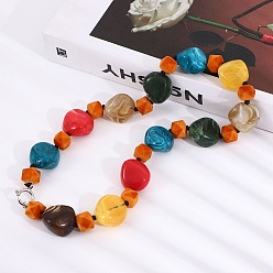Разноцветный Ожерелья из богемной смолы, с 304 нержавеющей стали застежки, красочный, 19.69 дюйм (50 см)