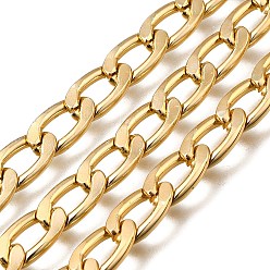 Золотой Алюминий обуздать цепи, с катушкой, несварные, золотые, 12x7x2 мм, около 32.81 футов (10 м) / рулон