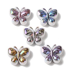 (52) Непрозрачная лаванда Uv акриловые покрытия бусины, бабочка, разноцветные, 20.5x24x8 мм, отверстие : 2.5 мм