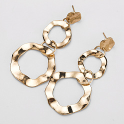 Золотой Волнистые кольца, подвески из сплава, серьги-гвоздики, золотые, 75x35 мм