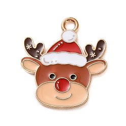 Олень Подвески из эмали и сплава, рождественские темы амулеты, золотые, олень, 22.5x10x1.2 мм, отверстие : 1.8 мм
