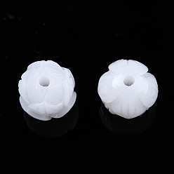 Creamy White Synthetic Coral Beads, Dyed, Imitation Jade, Flower, Creamy White, 10x11x10.5mm, Hole: 1.6mm
