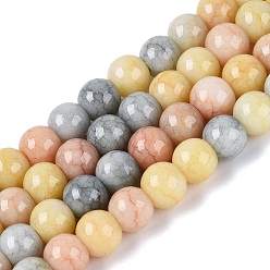 Светло-хаки Нити из непрозрачных стеклянных бусин с эффектом омбре и потрескавшимся покрытием, круглые, окрашенные, светлый хаки, 6~6.5 мм, отверстие : 0.8~1 мм, около 138~146 шт / нитка, 29.92~31.89 дюйм (76~81 см)