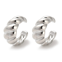 Платина Латунь манжеты серьги, долговечный, без свинца и без кадмия, платина, 13.5x12.8x7 мм