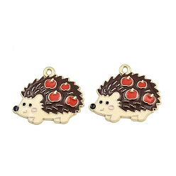 Hedgehog Подвески из сплава с эмалью на тему благодарения, без кадмия и без свинца, золотой свет, еж, 21.5x26x1.5 мм, отверстие : 1.6 мм