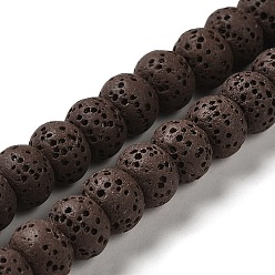 Кокосово-Коричневый Нити бусин из натурального камня, окрашенные в лавовый камень, рондель, кокосового коричневый, 8x5~6 мм, отверстие : 1.6 мм, около 65~66 шт / нитка, 15.75'' (40~40.5 см)