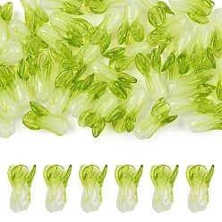 Yellow Green 36Pcs Handmade Lampwork Beads, Cabbage, Yellow Green, 19~20.5x10~12.5x10~12mm, Hole: 0.8~2mm