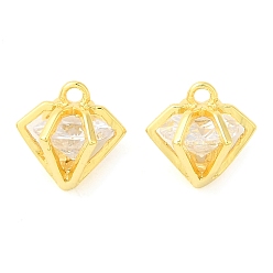 Алмаз Настоящая 18k позолоченная стойка латунь с кубическим цирконием подвески-шармы, без свинца и без кадмия, алмаз, 9x8.5x8.5 мм, отверстие : 1 мм