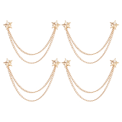 Золотой 4шт. сплав подвесная цепочка брошь, звезда, золотые, 170 мм