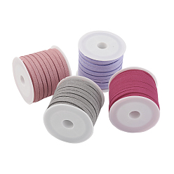 (52) Непрозрачная лаванда Шнуры из искусственной замши, искусственная замшевая кружева, разноцветные, 4x1.5 мм, около 5.46 ярдов (5 м) / рулон, 4 рулонов / набор