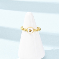 Настоящее золото 18K Латунные кольца-манжеты с открытой оболочкой для женщин, квадратный, без никеля , реальный 18 k позолоченный, размер США 7 1/4 (17.5 мм)