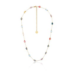 Разноцветный 304 Колье из нержавеющей стали и стекла для женщин, кубические, ионное покрытие (ip), долговечный, реальный 18 k позолоченный, красочный, 18.50 дюйм (47 см)