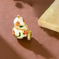 Разноцветный Латунные микро проложить кубического циркония подвески, с эмалью, тыквенные прелести, золотые, красочный, 23.5~24x14.5 мм, отверстие : 3.8 мм