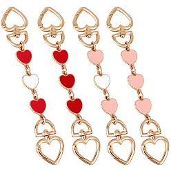 (52) Непрозрачная лаванда 4шт 4 цвета сплав эмаль кошелек ремень удлинители, сердце, разноцветные, 165~168 мм, 1 шт / цвет