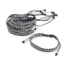 White Unisex Adjustable Braided Bead Bracelets, with Glass Beads, White, 1-7/8 inch~3-1/4 inch(4.8~8.3cm)