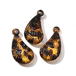 Shell Shape Прозрачные акриловые подвески, рисунок для леопарда, формы раковины, 29x15x6 мм, отверстие : 2.8 мм