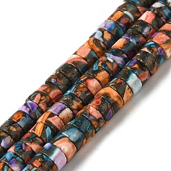 Разноцветный Природные Говлит бисер нитей, окрашенные, диск, Heishi бусы, красочный, 6.5x3.5 мм, отверстие : 0.6 мм, около 70 шт / нитка, 16.54'' (42 см)