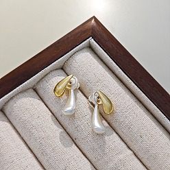 Teardrop Женские серьги-гвоздики из сплава и смолы, золотые, слеза, 20x7 мм