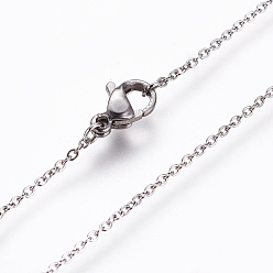 Stainless Steel Color Non-Tarnish 304 Stainless Steel Cable Chain Necklaces, with Lobster Claw Clasps, Stainless Steel Color, 19.68 inch(50cm)