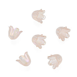Wheat 6-Petal Imitation Jelly Acrylic Bead Caps, AB Color Plated, Flower, Wheat, 11.5x10.5x8.5mm, Hole: 1.4mm, about 2100pcs/500g