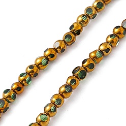 Green Electroplate Glass Beads Strands, Half Rainbow Plated, Faceted Round, Green, 4.5x4mm, Hole: 0.8mm, about 63pcs/strand, 10.24 inch(26cm)